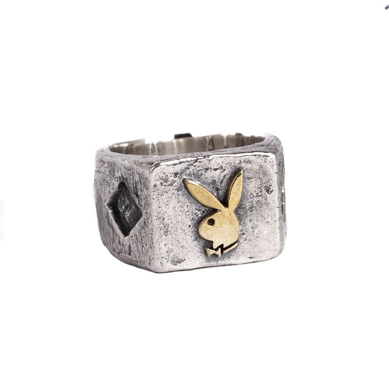 Bijuterii Barbati Playboy Diamond Side Rabbit Head Ring Metal | EWTG-45608