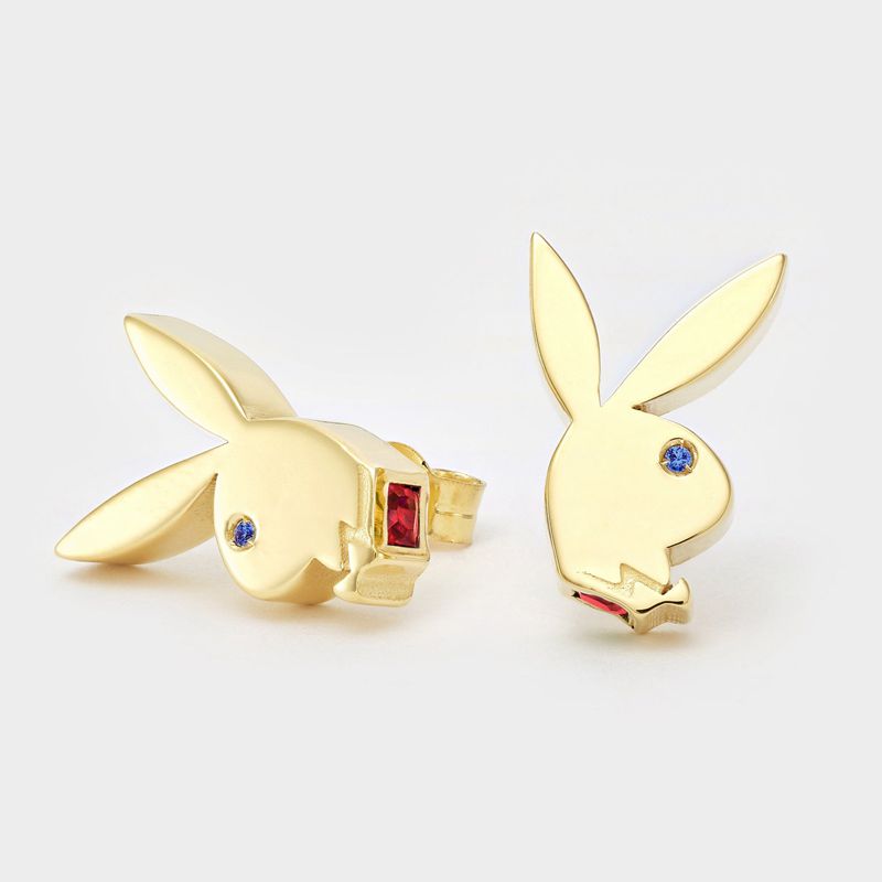 Bijuterii Barbati Playboy Fancy Bunny Earring Studs Turcoaz | EFDO-48726