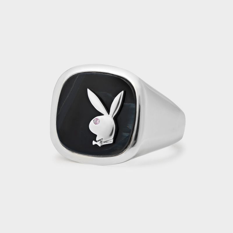 Bijuterii Barbati Playboy Hawk's Eye Membership Ring 1 Argintii | BCUL-02546