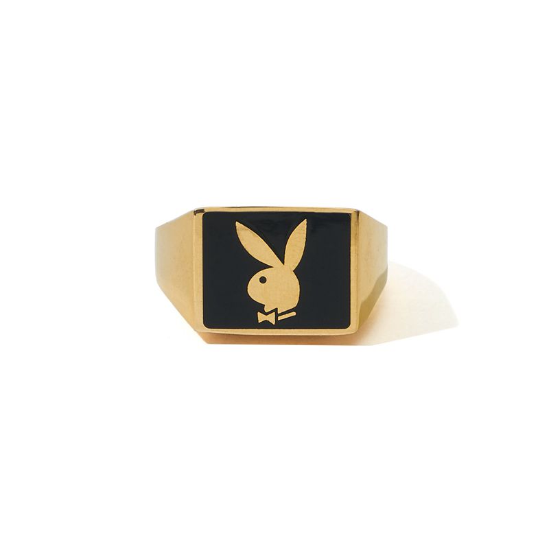 Bijuterii Barbati Playboy Rabbit Head Signet Member's Ring Aurii | WHSU-04861