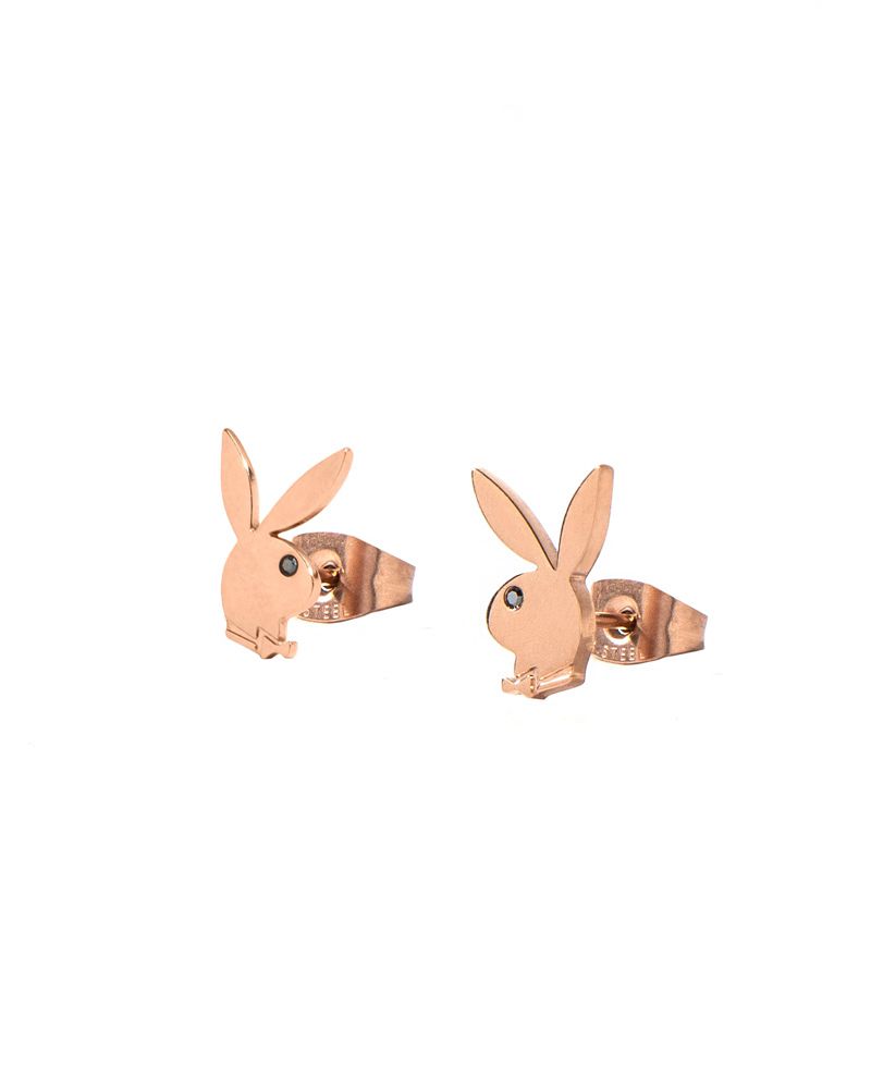 Bijuterii Barbati Playboy Rabbit Head Stud Earrings Argintii | QIYN-30941