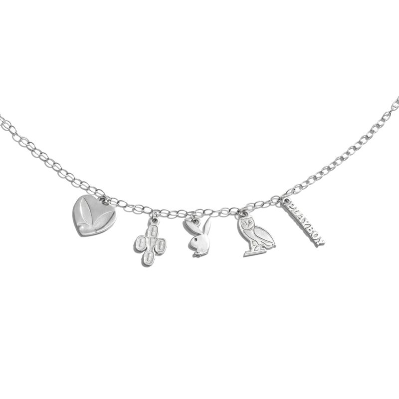 Bijuterii Barbati Playboy X Ovo Charm Necklace Argintii | OIRT-45203