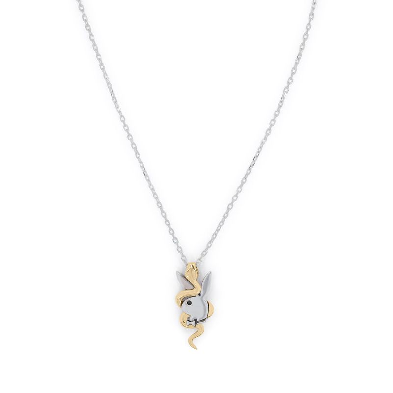 Bijuterii Barbati Playboy X The Great Frog Entwined Pendant On Chain Argintii Aurii | MCIK-43027