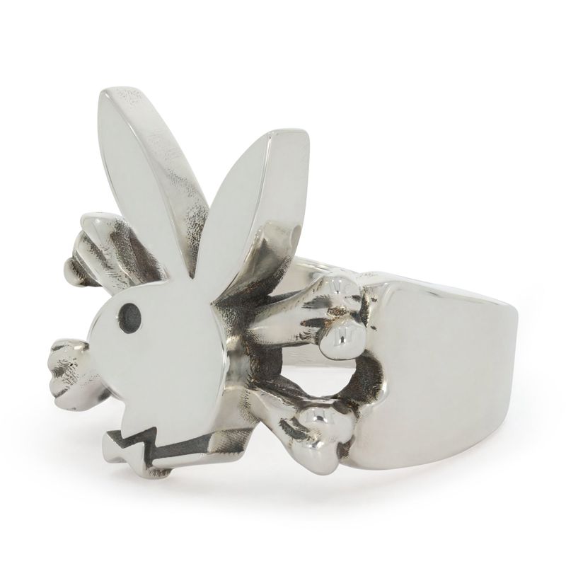 Bijuterii Barbati Playboy X The Great Frog Bunny And Crossbones Ring Argintii | MIYF-09678