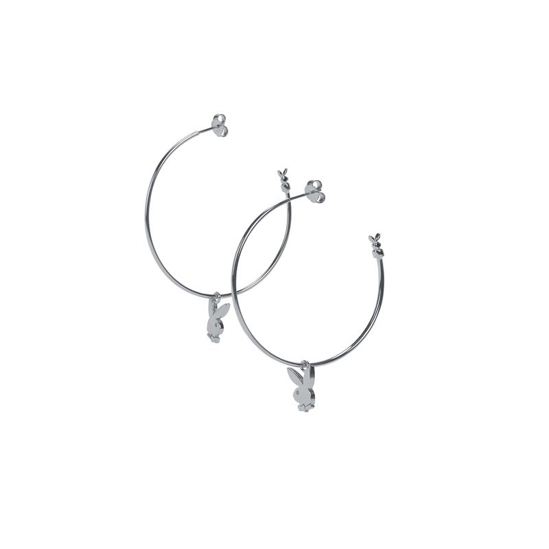 Bijuterii Dama Playboy Bunny Hoops Argintii | ODWH-75431