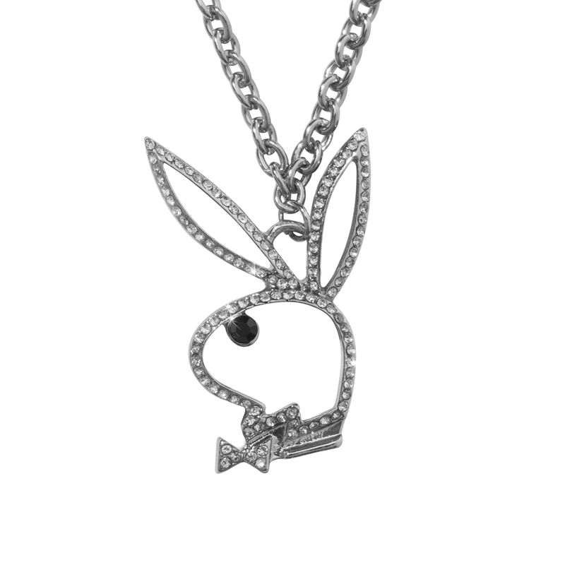 Bijuterii Dama Playboy Bunny Outline Necklace Gri | XSRU-25169