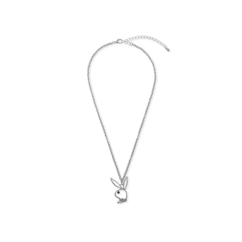 Bijuterii Dama Playboy Bunny Outline Necklace Gri | XSRU-25169