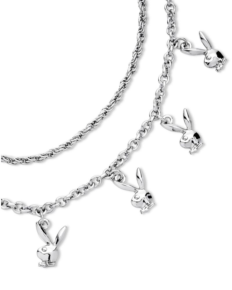 Bijuterii Dama Playboy Bunny Stacked Chain Bunny Necklace Argintii | EKNC-63075