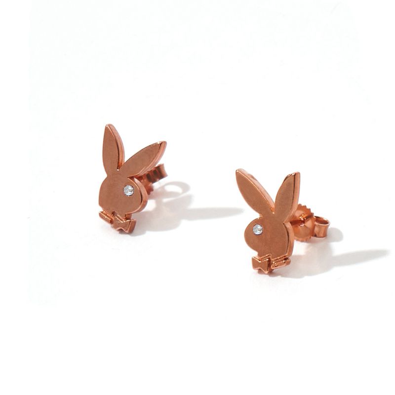 Bijuterii Dama Playboy Bunny Stud Earrings Roz Aurii | GCUL-56032