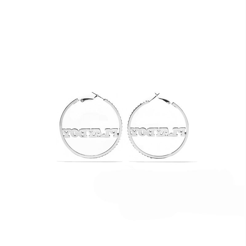 Bijuterii Dama Playboy Masthead Nameplate Hoop Earrings Argintii | FRQO-62870