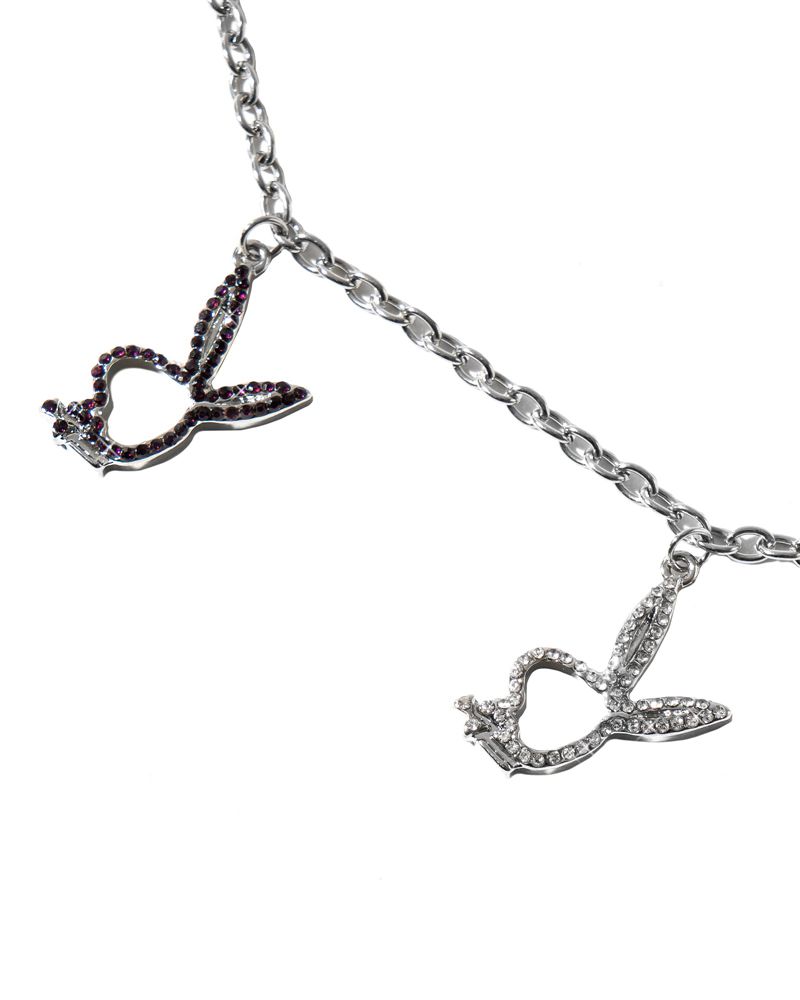 Bijuterii Dama Playboy Multi-Rabbit Head Necklace Gri | VHOX-24701