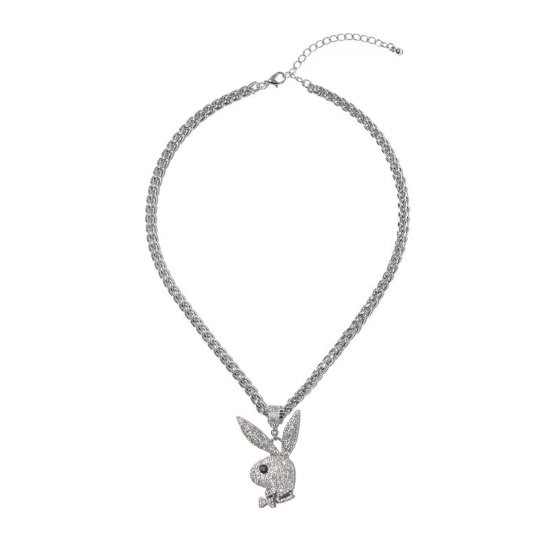 Bijuterii Dama Playboy Pave Rabbit Head Grosolan Necklace Argintii | PHLA-92410