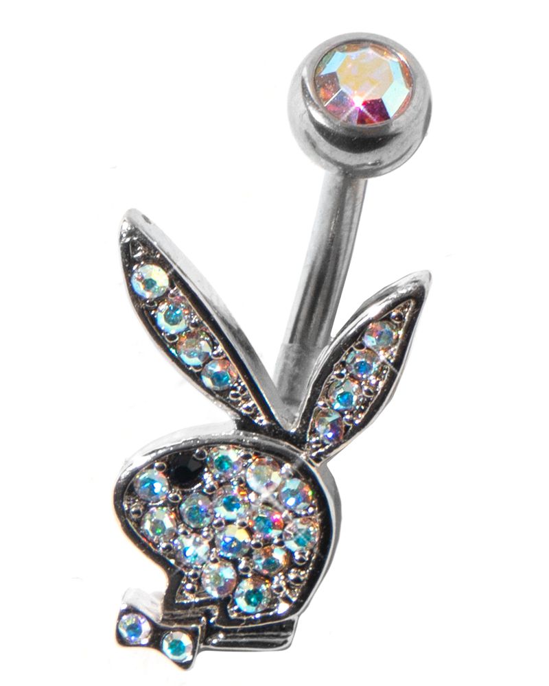 Bijuterii Dama Playboy Pave Rabbit Head Belly Ring Argintii | QNPR-06391