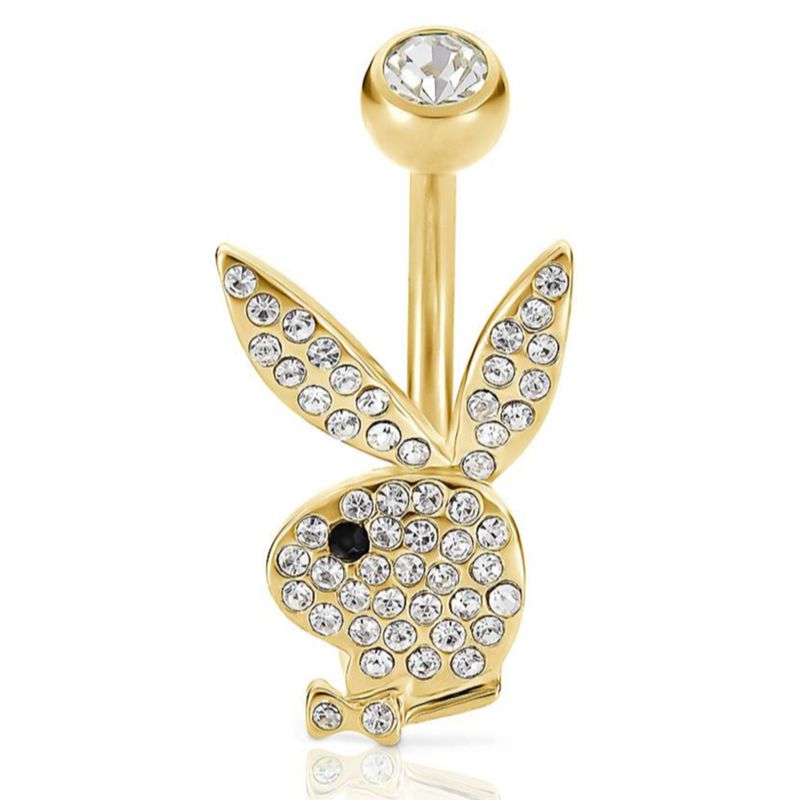 Bijuterii Dama Playboy Pave Rabbit Head Belly Ring Argintii | QNPR-06391