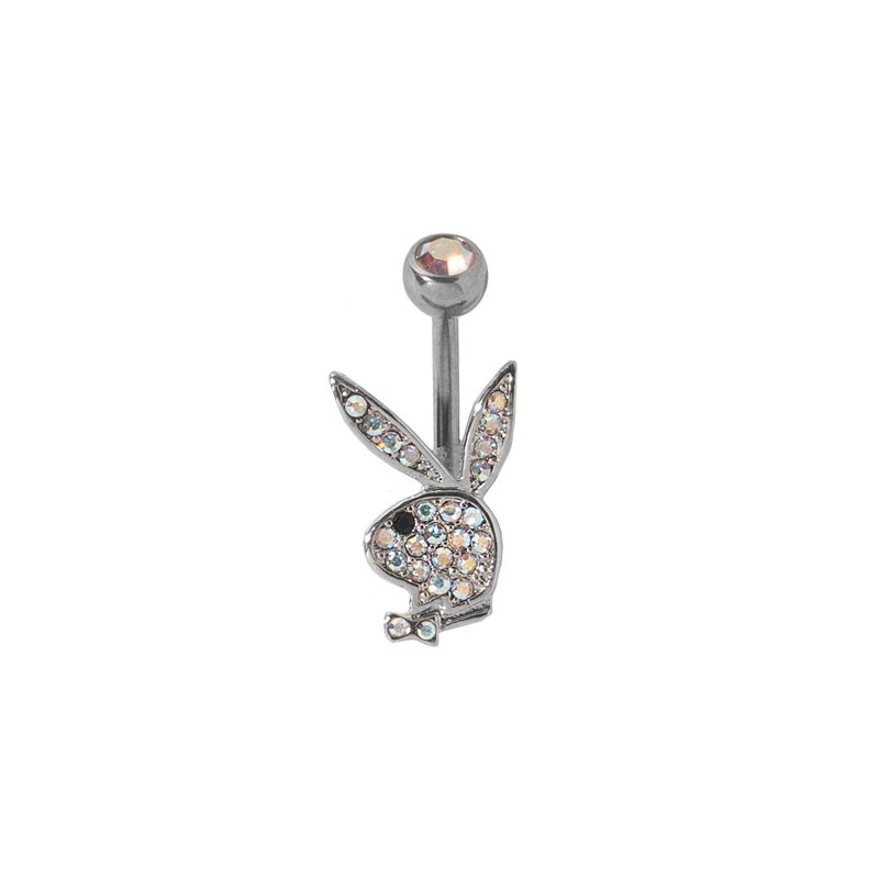 Bijuterii Dama Playboy Pave Rabbit Head Belly Ring Argintii | QNPR-06391