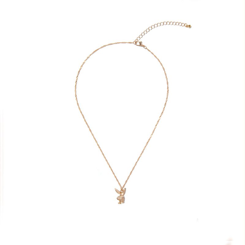 Bijuterii Dama Playboy Rabbit Head Necklace Aurii | NOSK-28304