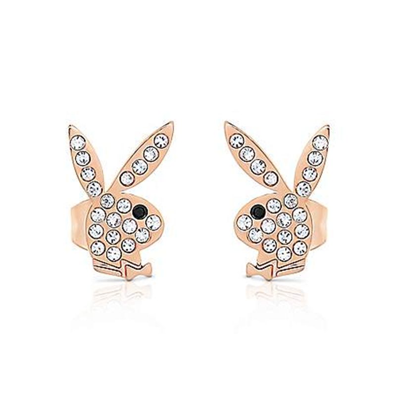 Bijuterii Dama Playboy Rabbit Head Pave Stud Earrings Aurii | EDXA-82709