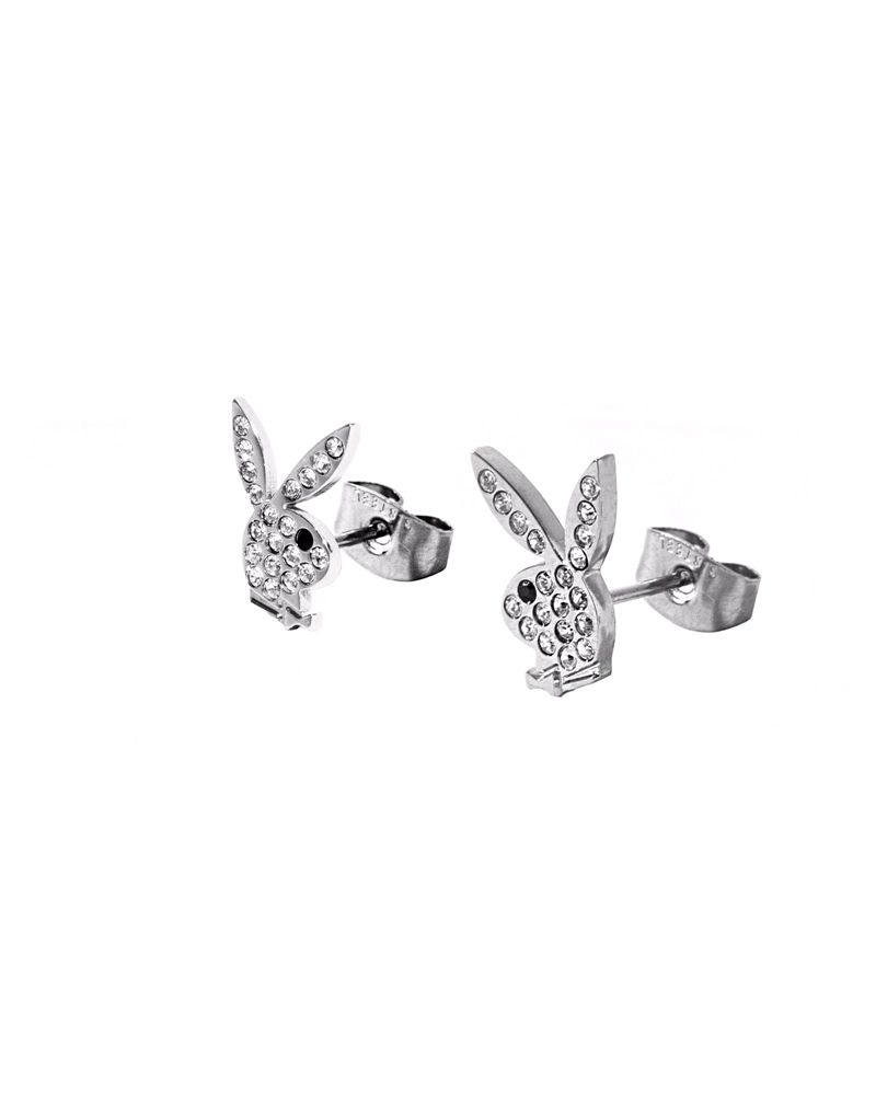 Bijuterii Dama Playboy Rabbit Head Pave Stud Earrings Aurii | EDXA-82709