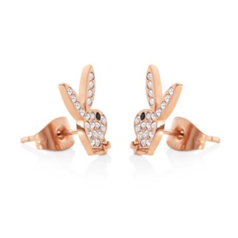 Bijuterii Dama Playboy Rabbit Head Pave Stud Earrings Aurii | EDXA-82709