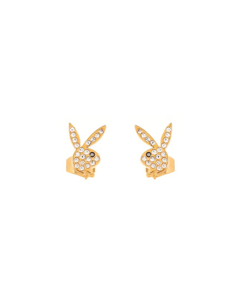 Bijuterii Dama Playboy Rabbit Head Pave Stud Earrings Aurii | EDXA-82709