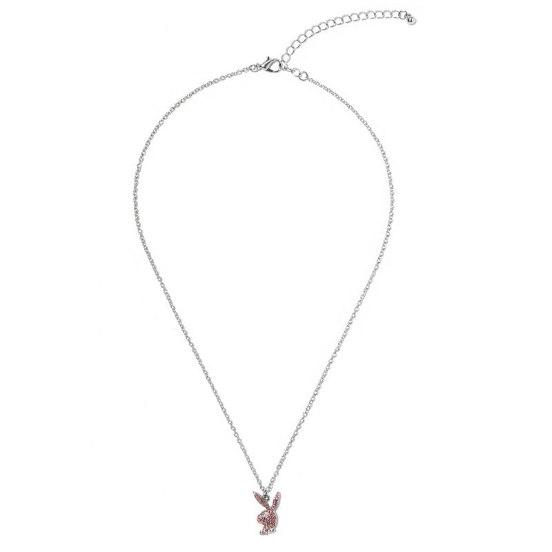 Bijuterii Dama Playboy Rabbit Head Pave Necklace Argintii | SXTE-96427