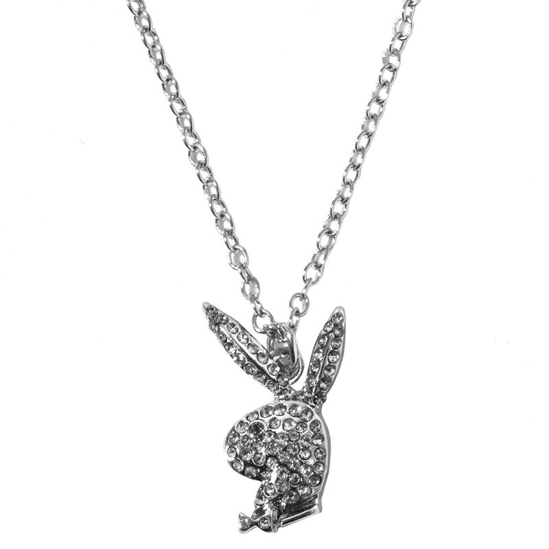 Bijuterii Dama Playboy Rabbit Head Pave Necklace Argintii | SXTE-96427