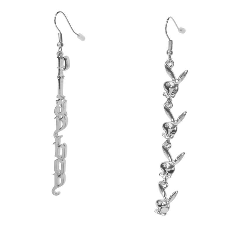 Bijuterii Dama Playboy Repeating Rabbit Head & Masthead Dangle Earring Argintii | SIFA-14392