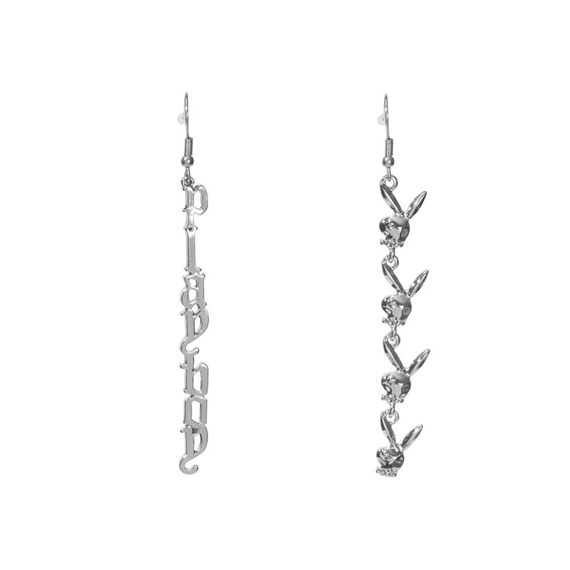 Bijuterii Dama Playboy Repeating Rabbit Head & Masthead Dangle Earring Argintii | SIFA-14392