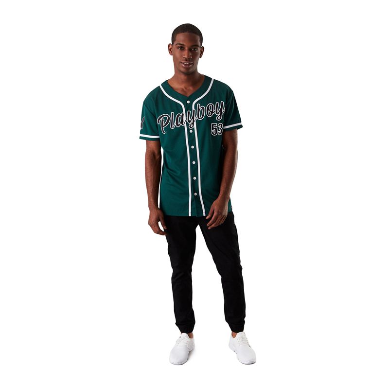 Camasa Barbati Playboy Baseball Jersey Verzi | EYJV-17384