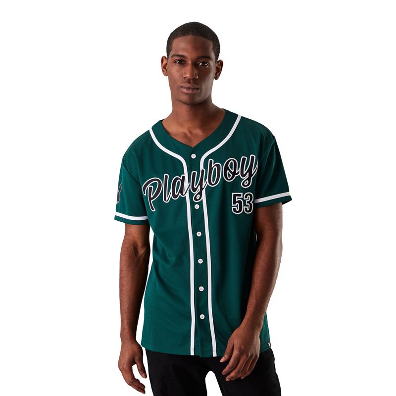 Camasa Barbati Playboy Baseball Jersey Verzi | EYJV-17384