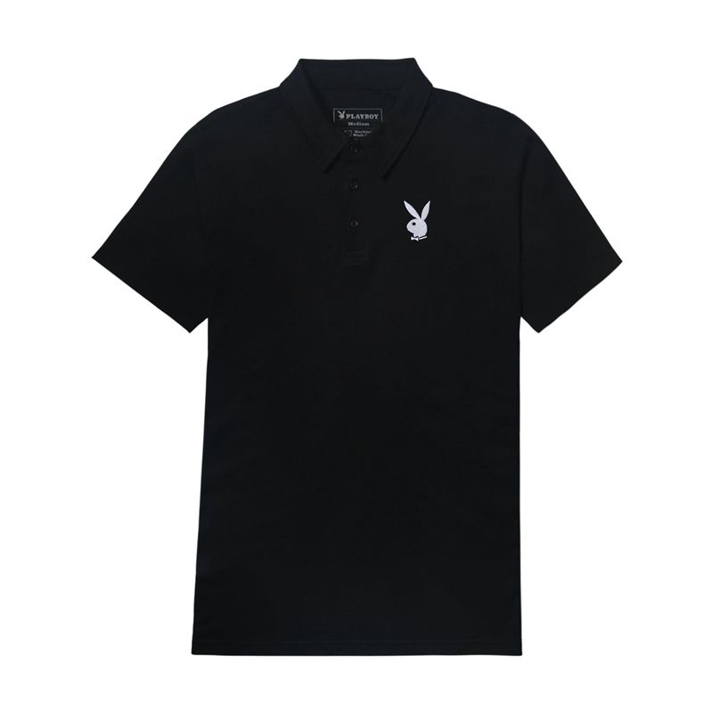 Camasa Barbati Playboy Clasici Rabbit Head Polo Negrii | QKHD-25496