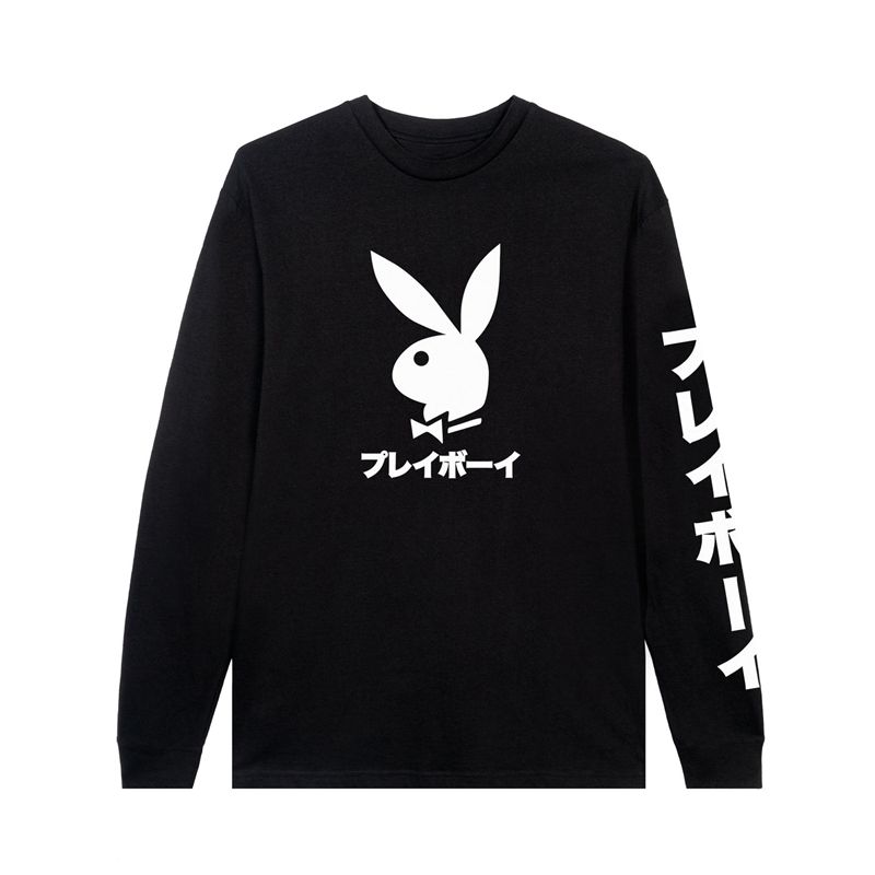 Camasa Barbati Playboy Japanese Rabbit Head Long Sleeve Negrii | YPRI-14759