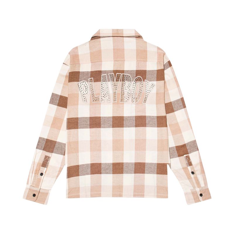 Camasa Barbati Playboy Slots Flannel Long Sleeve Maro | YHCG-76098