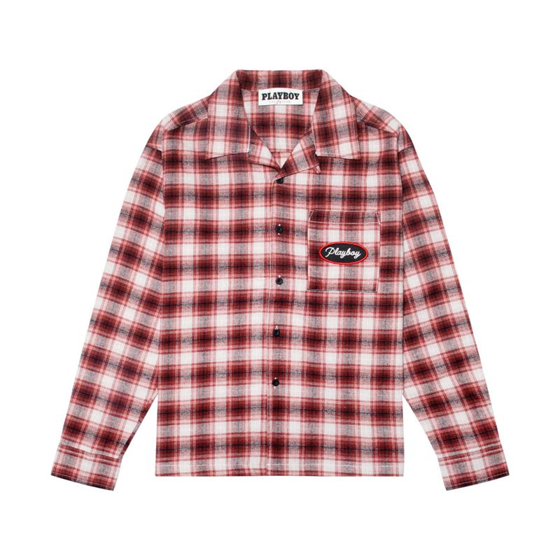 Camasa Barbati Playboy State Line Flannel Rosii | HAEF-56207