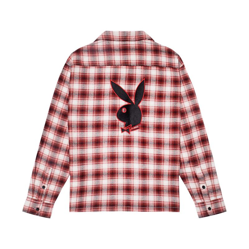 Camasa Barbati Playboy State Line Flannel Rosii | HAEF-56207