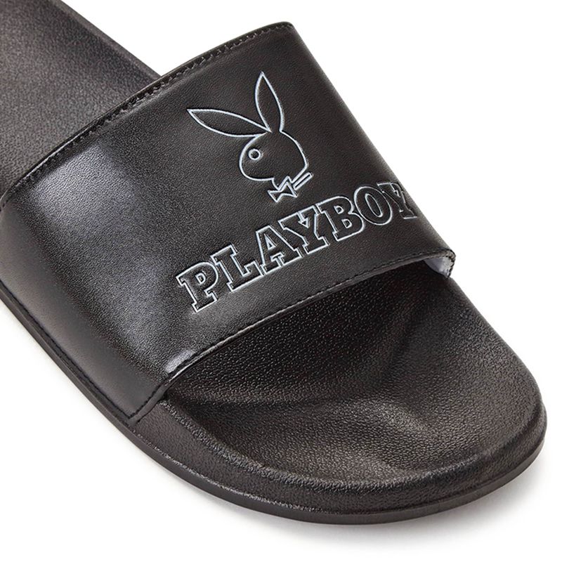 Costume De Baie Dama Playboy Bunny Slapi Sandals Negrii | UARO-74390