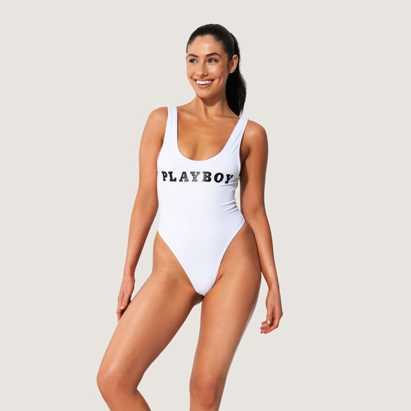 Costume De Baie Dama Playboy Clasici Masthead One Piece Albi | XZPL-74629