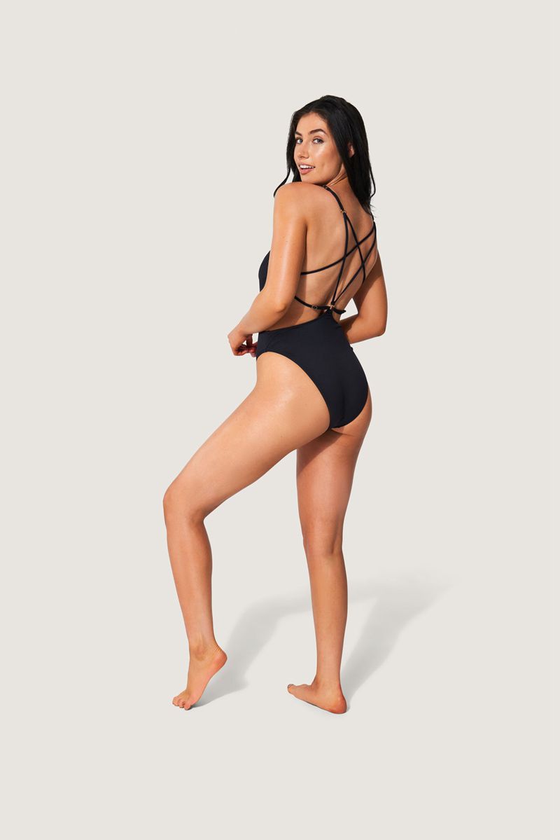 Costume De Baie Dama Playboy Dantela Up Back Bunny One Piece Negrii Albi | QPIM-29063