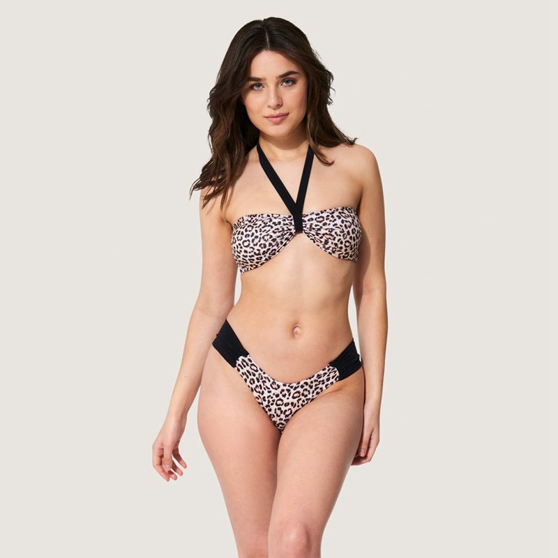 Costume De Baie Dama Playboy Halter Bunny Bikini Leopard Negrii | SLNX-35764