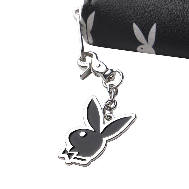 Geanta De Mana Dama Playboy All Over Bunny Charm Wallet Negrii Albi | XJOW-68312