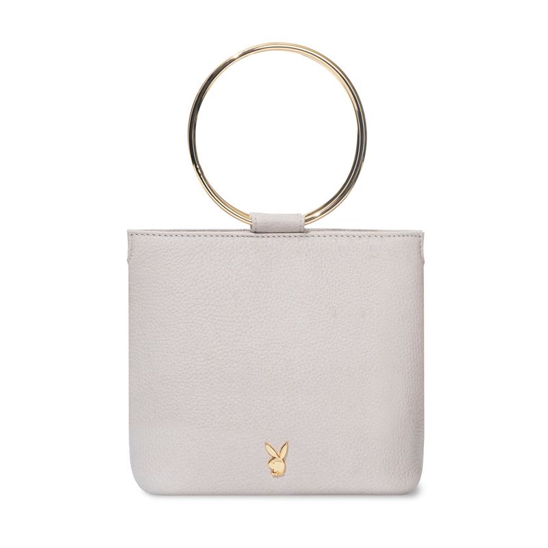 Geanta De Mana Dama Playboy Piele Ring Clutch Albi | JNQL-21096