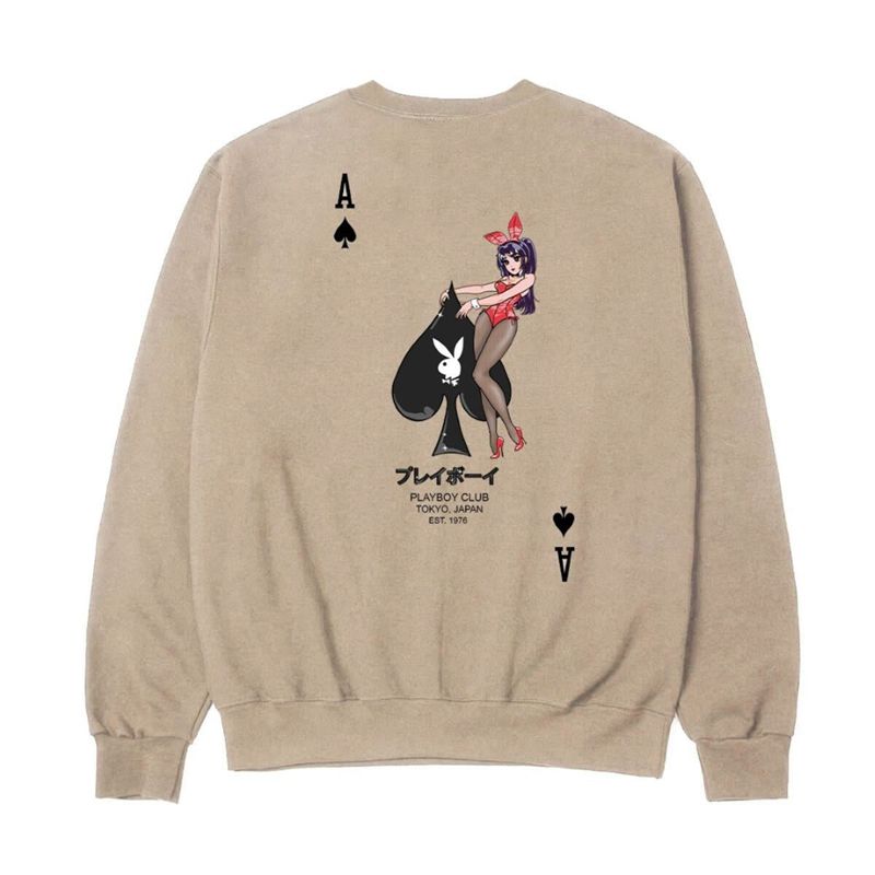 Hanorac Cu Gluga Barbati Playboy Ace Of Spades Crewneck Sweat Maro | PBYM-65372