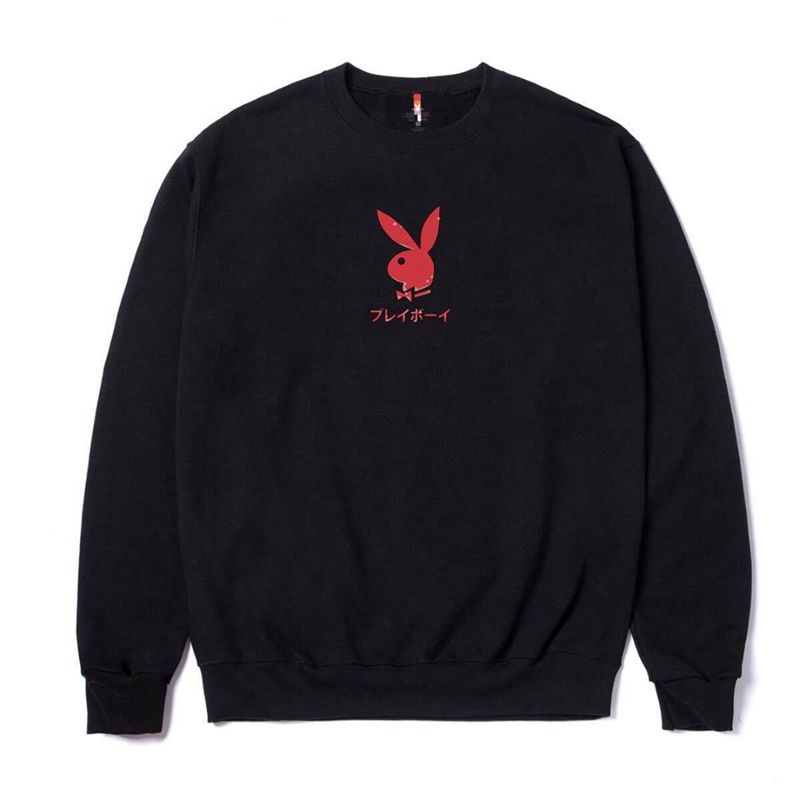 Hanorac Cu Gluga Barbati Playboy Ace Of Hearts Crewneck Sweat Negrii | YBNF-80165