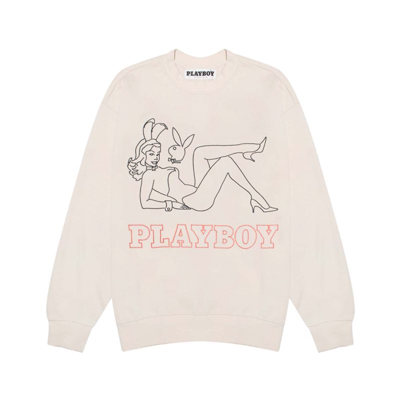 Hanorac Cu Gluga Barbati Playboy Late Night Crewneck Roz | HARY-19754