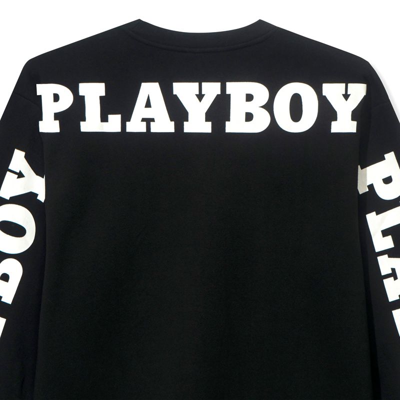 Hanorac Cu Gluga Barbati Playboy Masthead Pullover Crewneck Negrii | JOZU-37681