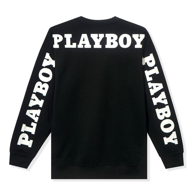 Hanorac Cu Gluga Barbati Playboy Masthead Pullover Crewneck Negrii | JOZU-37681