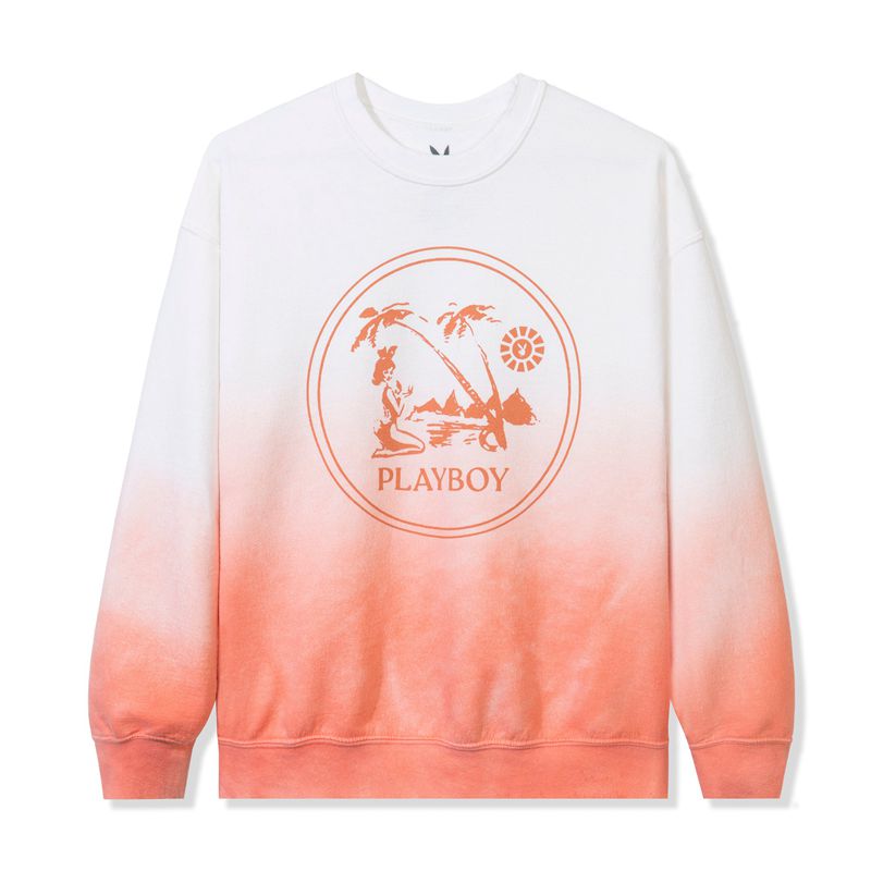 Hanorac Cu Gluga Barbati Playboy Ombre Crest Crewneck Sweat Albi Portocalii | UGRK-04186