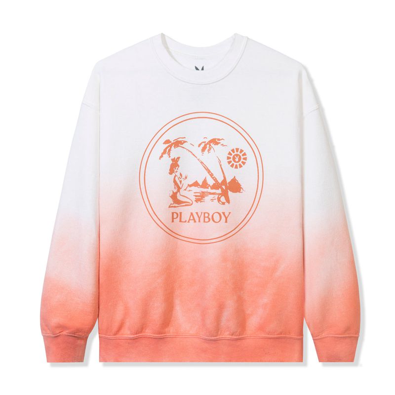 Hanorac Cu Gluga Barbati Playboy Ombre Crest Crewneck Sweat Albi Portocalii | UGRK-04186