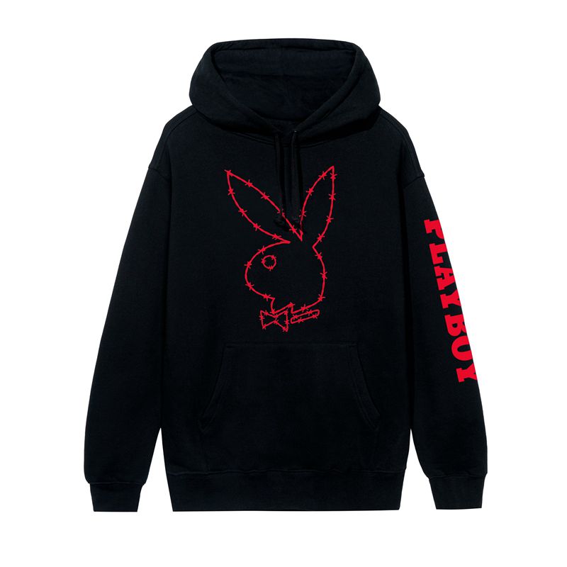 Hanorac Cu Gluga Barbati Playboy Tough Love Rabbit Head Negrii | FMZB-08576