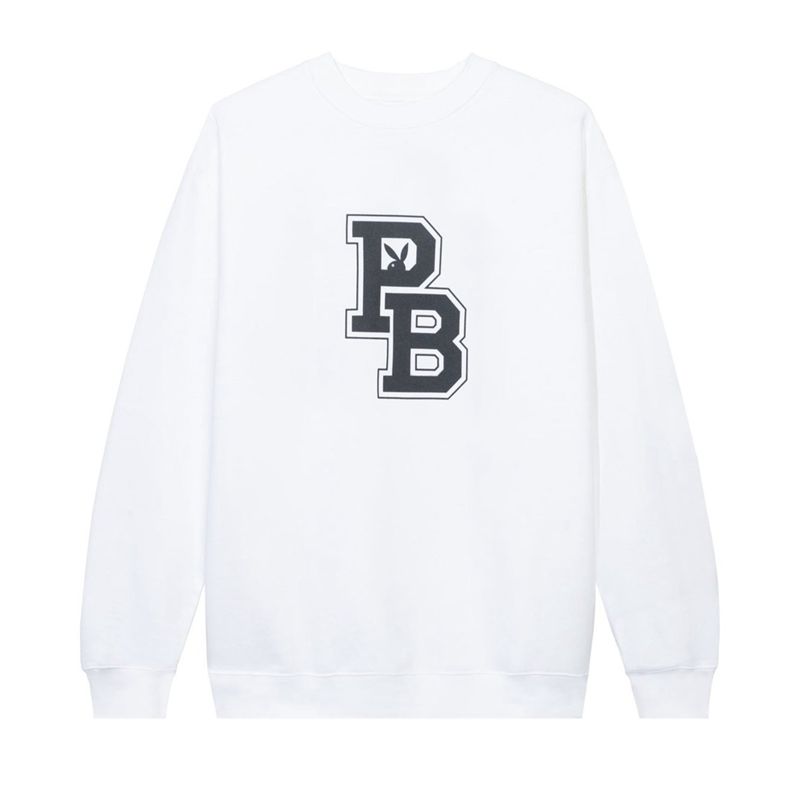 Hanorac Cu Gluga Barbati Playboy Varsity Litere Crewneck Sweat Albi Negrii | VUXF-37146